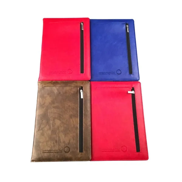 Soft PU Leather Cover Notebook with Zipper Pocket