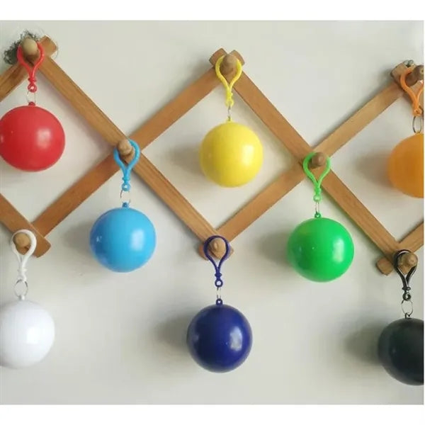 2 3/5" Outdoor Portable Disposable Raincoat Ball Keychain