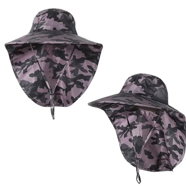 Wide Brim Sun Hat With Neck Flap