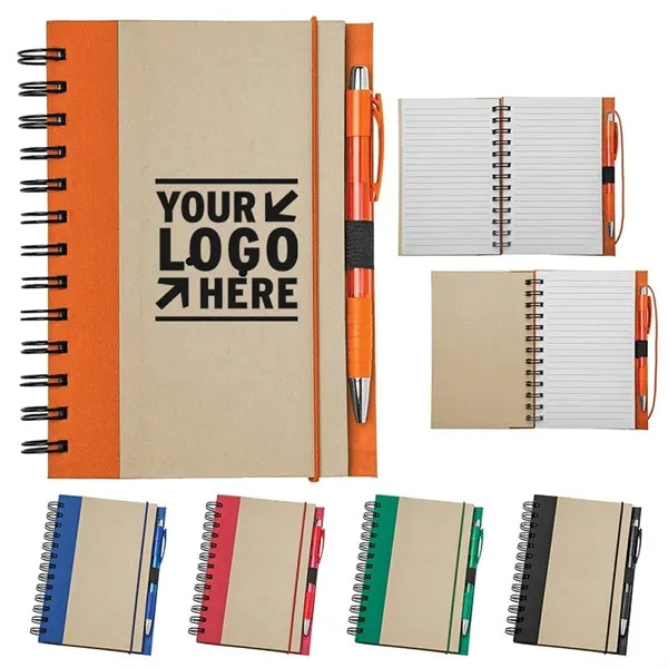 Lined Spiral Notebook with Pen and Elastic Closure Strap
