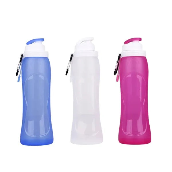 Folding Silicone Water Bottle With Carabiner