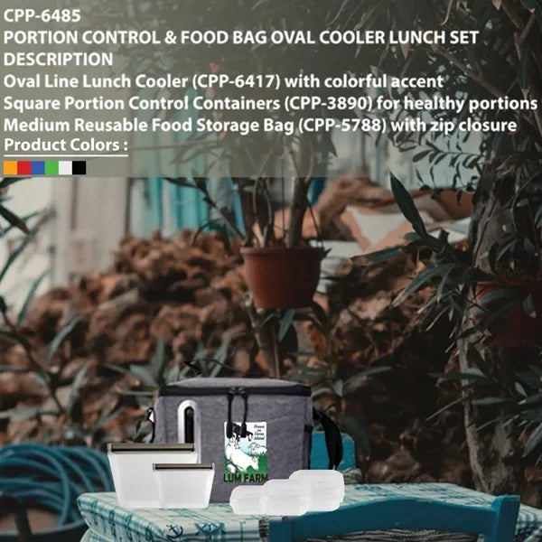 Portion Control & Food Bag Oval Cooler Lunch Set