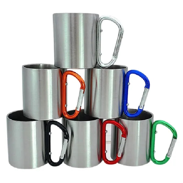 7oz Double Wall Stainless Steel Mug W/ Carabiner Handle