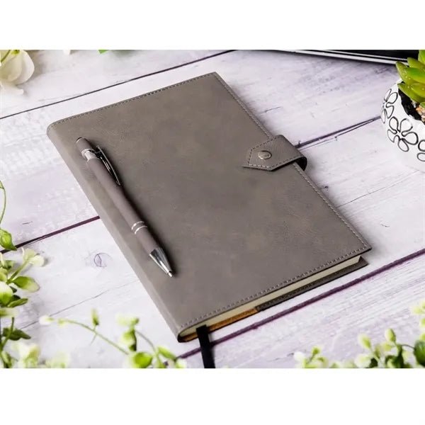 A6 Custom Leather Notebook With Clasp and Pen Set