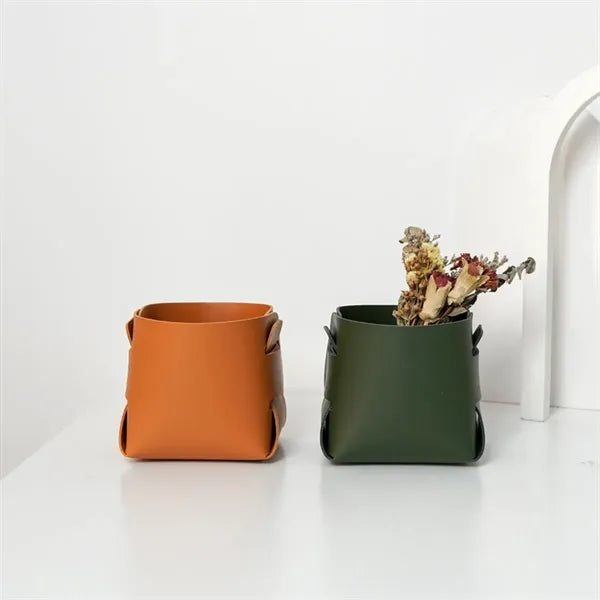Simple Leather Storage Basket