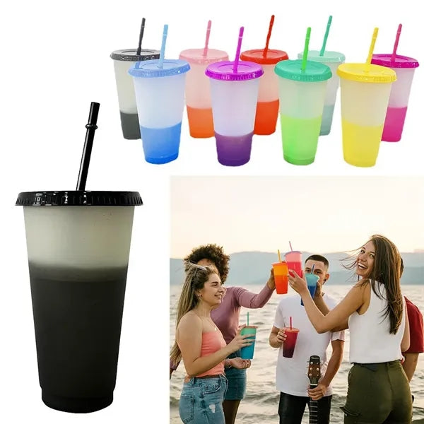 Color Changing Cups with Lids Straws 710ML