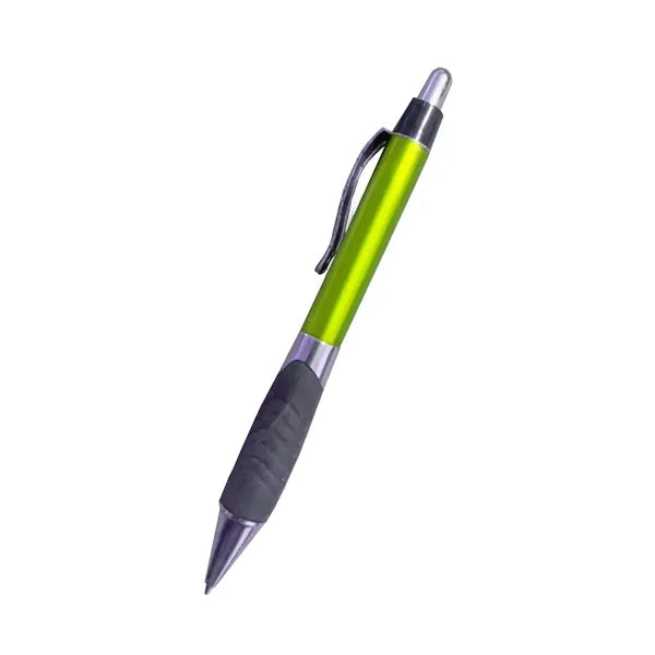 Retractable Plastic Ballpoint Pen with Soft Rubber Grip
