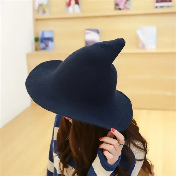 Halloween Knitted Wool Wizard's Peaked Witch Hat