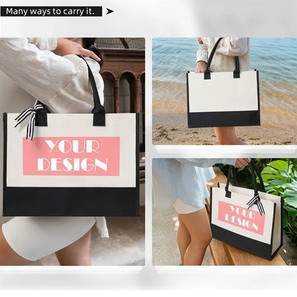 Canvas Beach Tote Bag for Girls Trip Bridesmaid Gift
