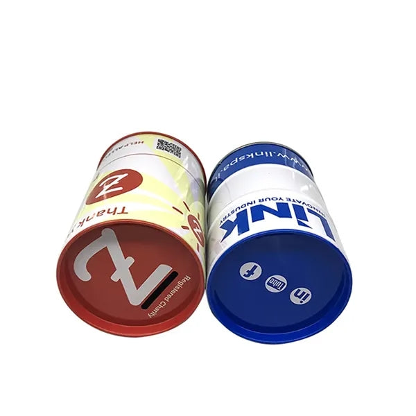 Round Metal Coin Can Tinplate Piggy Bank