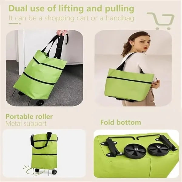 Oxford Foldable Shopping Grocery Bag Trolley Cart w/Wheels