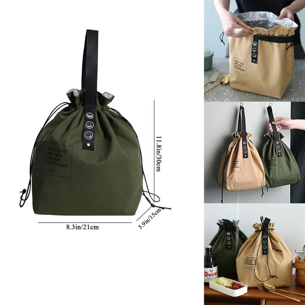 Canvas Drawstring Lunch Bag with Insulation