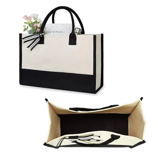 Classic Black and White Canvas Tote Bag