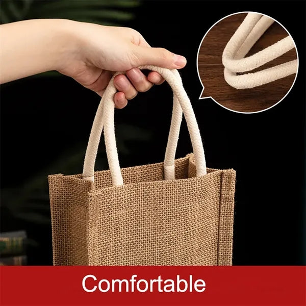 Burlap Jute Double Wine Bottle Bag With Handle