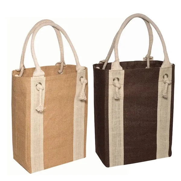 Burlap Jute Wine Bottle Bag With Handle