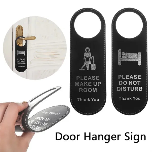 PU Leather Hanging Placard Hotel Door Knob Hanger Sign