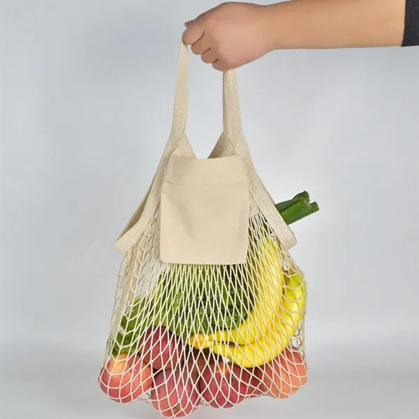 Cotton Mesh Grocery Bags With Side Pocket