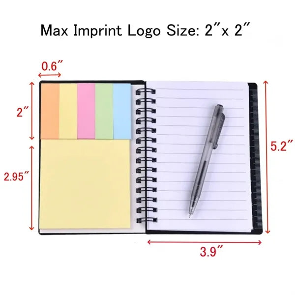 Spiral Notebook With Pen and Sticky Notes