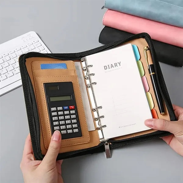 Multifunctional Zipper Loose-leaf Notebook With Calculator