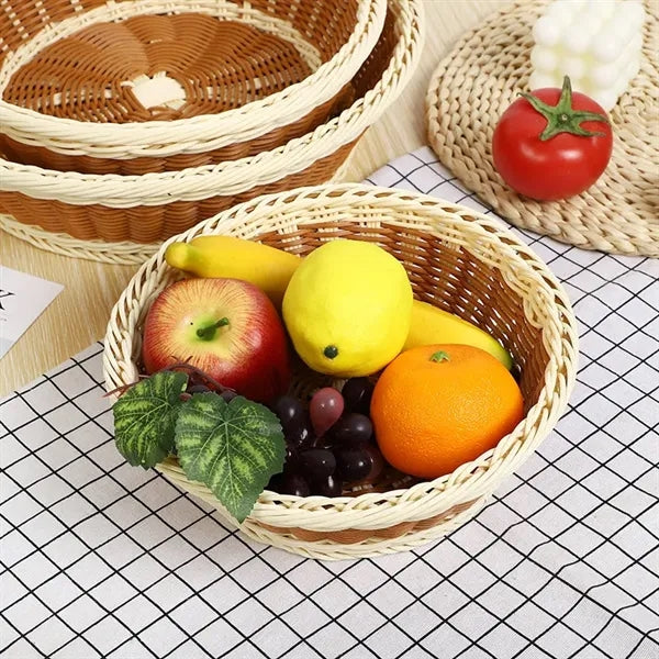 Hand-Woven Rattan Storage Wicker Basket 13.78"x9.84"x2.76"