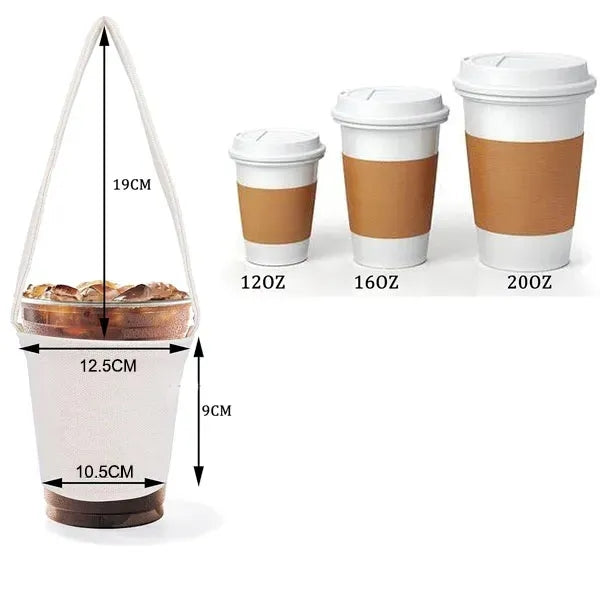 Cotton Canvas Cup Sleeves with Strap