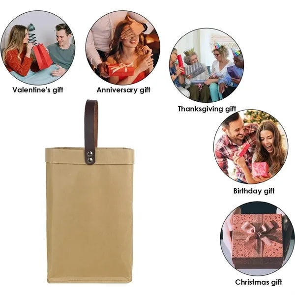 Washable Kraft Paper Wine Bag