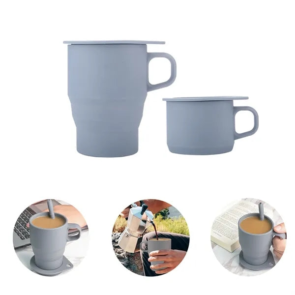 Collapsible Travel Cup with Lid & Straw