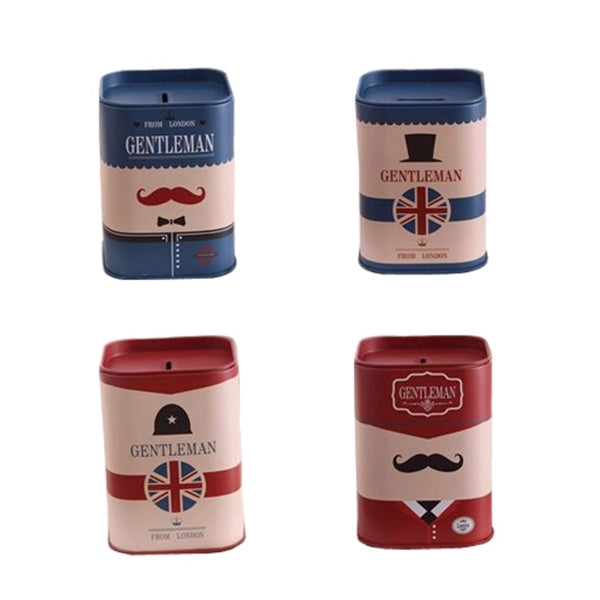 Tin Square Piggy Bank Cartoon Pot