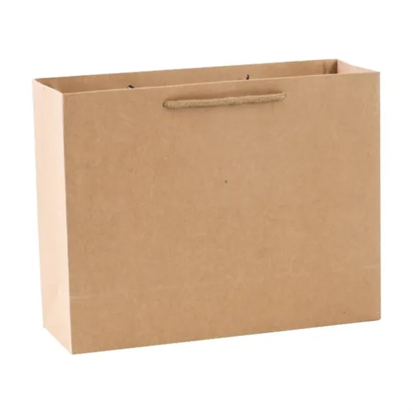 Horizontal Shopping Paper Tote Bag With Cotton Rope Handles