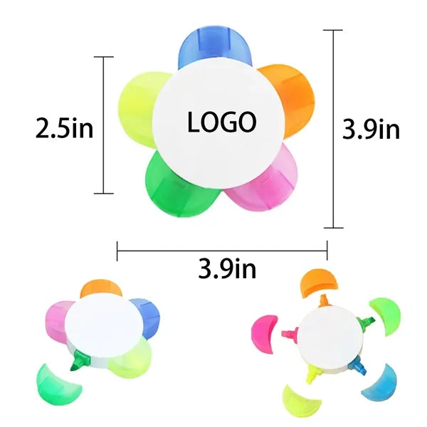 Five Color Sunflower Plastic Highlighter