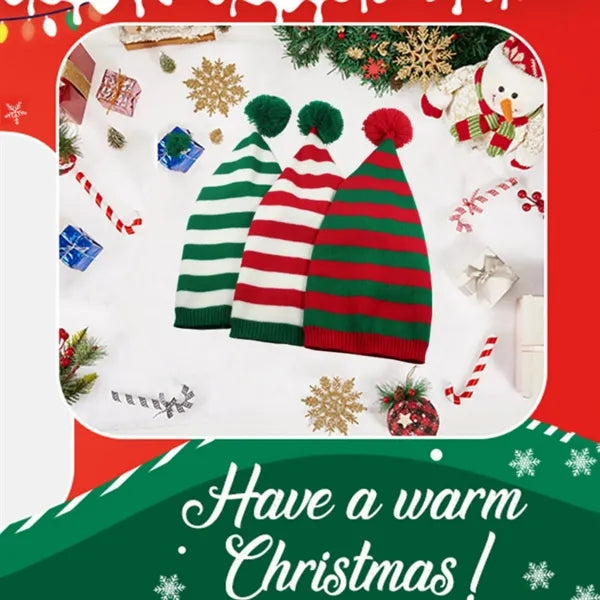 Red Green Striped Knitted Hat