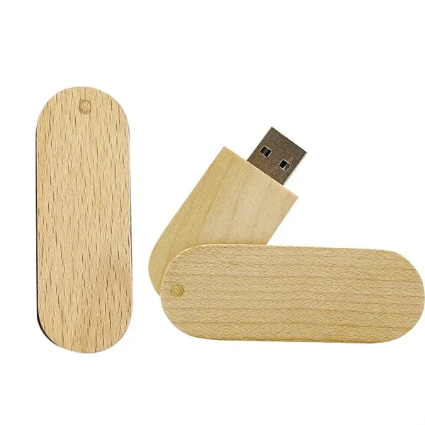 Rotating Wooden USB Flash Drive 2GB