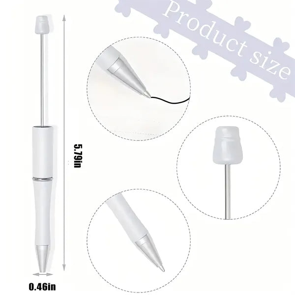 Beadable Pens Plastic Bead Black Ink Ballpoint