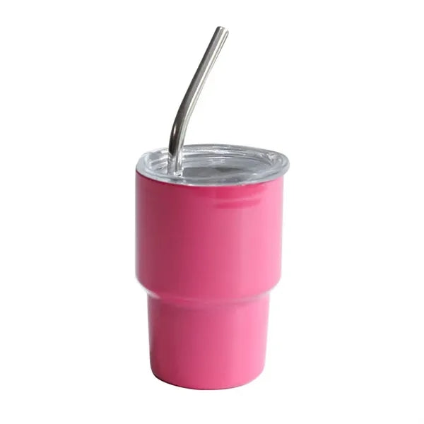 3 oz Mini Tumbler Shot Glass with Straw and Lid