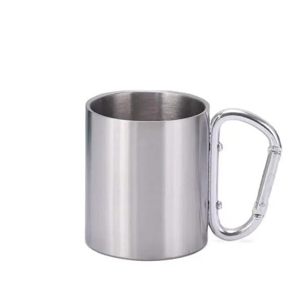 Stainless Steel Double Walled Mug with Carabiner Handle