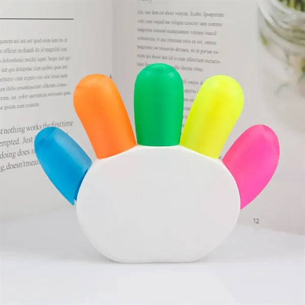 Hand-shaped 5-Color Fluorescent Pen Marker Highlighter