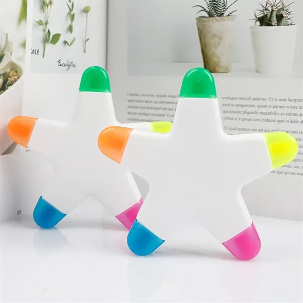 Star Shape 5-Color Fluorescent Pen Marker Highlighter