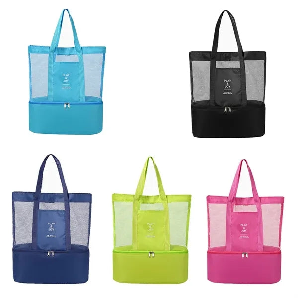 Travel Mesh Picnic Lunch Insulation Beach Cooler Tote Bag