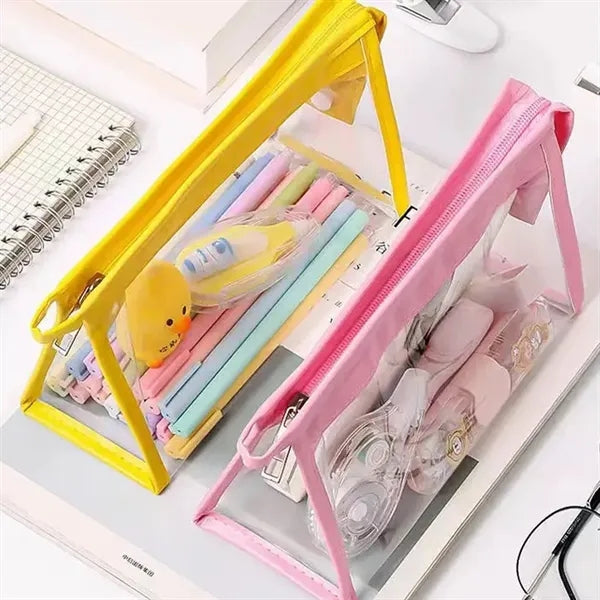 PVC Student Clear Pencil And Toiletry Bag Case
