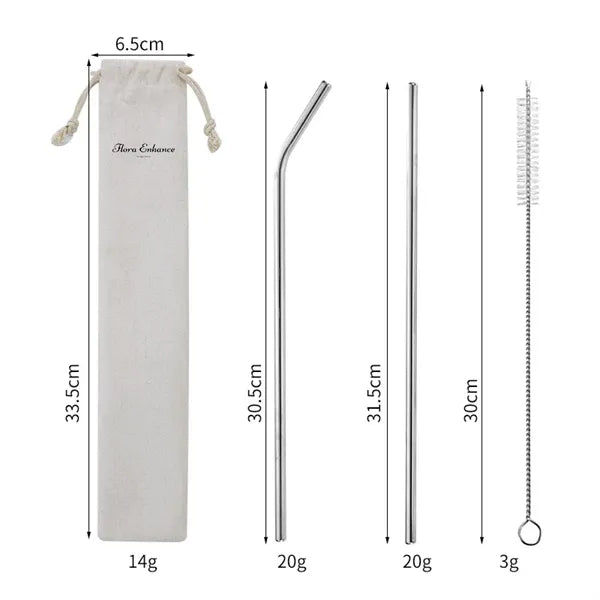 3Pcs Straw Set With Bag Packing