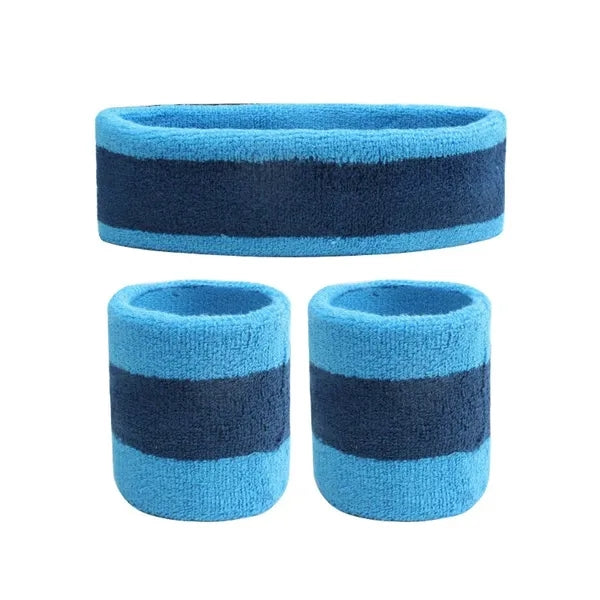Elastic Striped Cotton Sweatband Sets