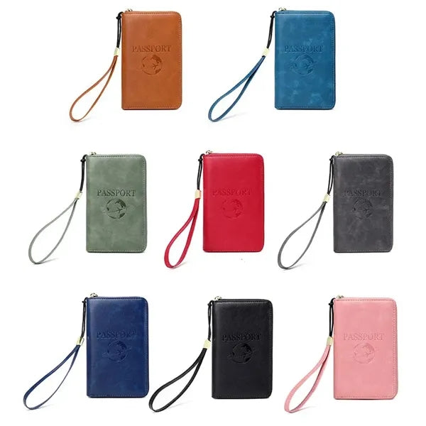 RFID Blocking PU Leather Passport Holder Cover Travel Wallet
