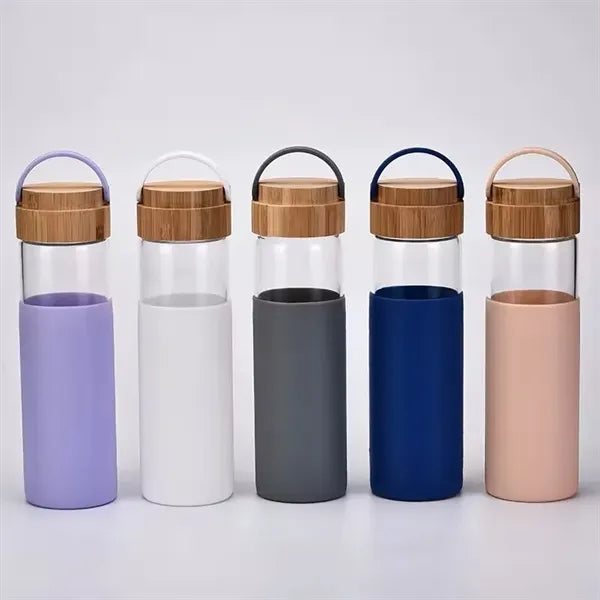 Glass Water Bottle Travel Infuser Mug with Silicone Sleeve