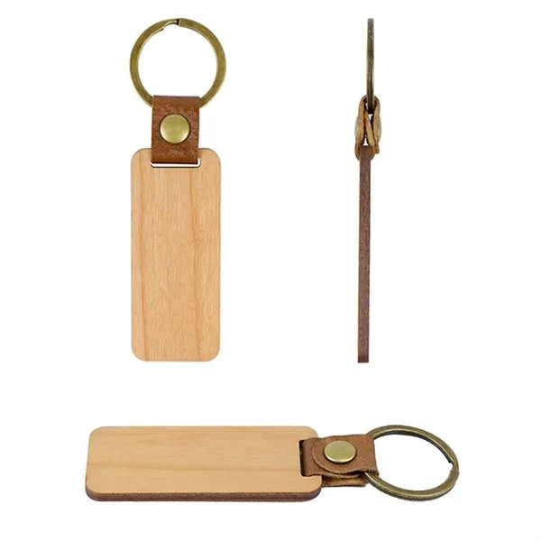 Wooden Rounded Rectangle Keychain