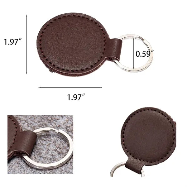 Round Leather Car Keychain