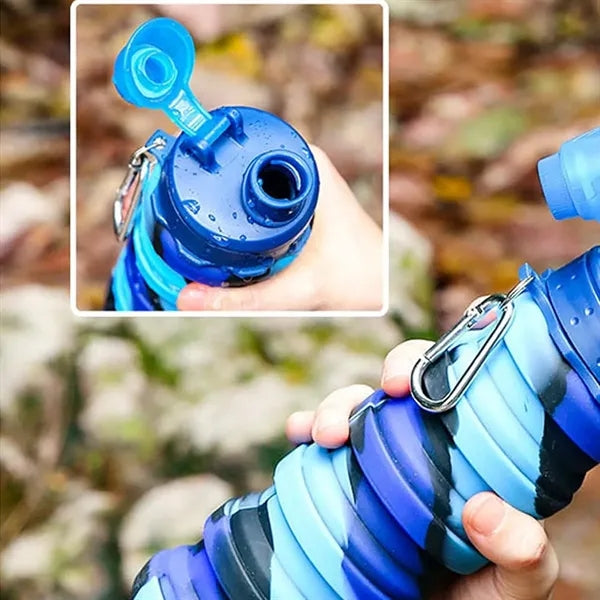 16Oz Portable Foldable Water Bottle With Carabiner