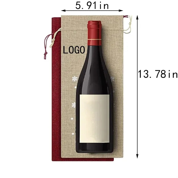 New Christmas Cotton Wine Drawstring Bag