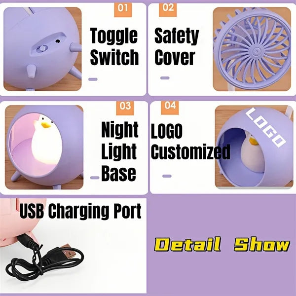 Mini electric fan with night light