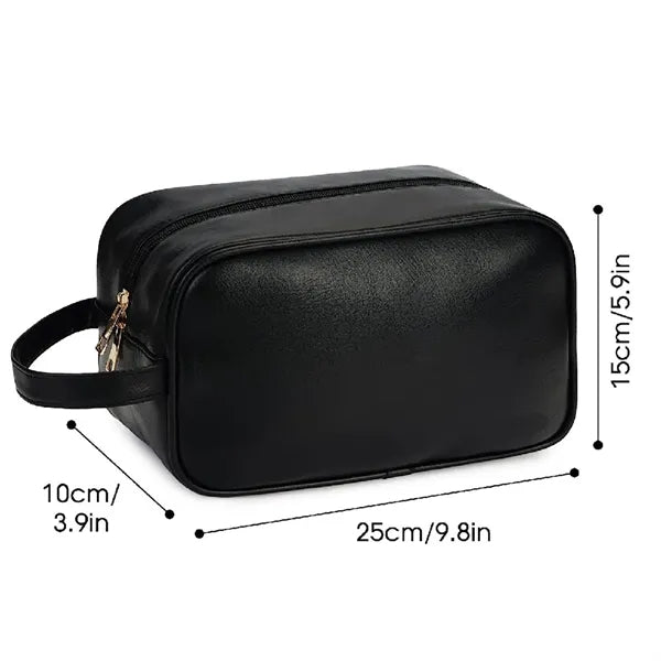 Soft PU Leather Zipped Travel Toiletry Bag