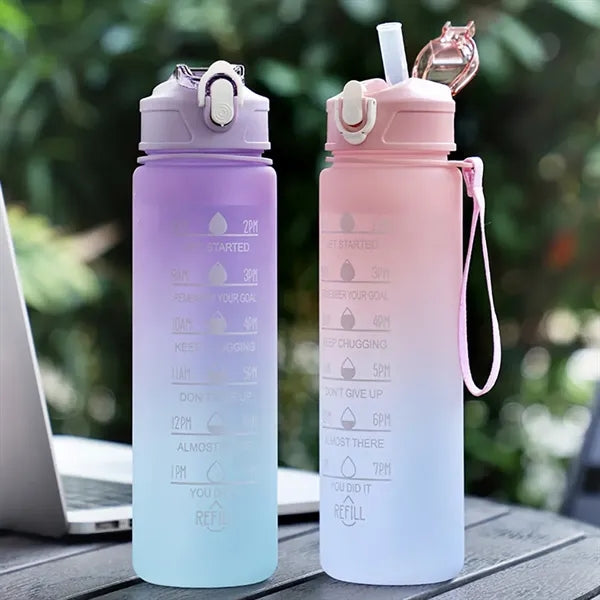 25oz Large Capacity Gradient Water Bottle with Straw